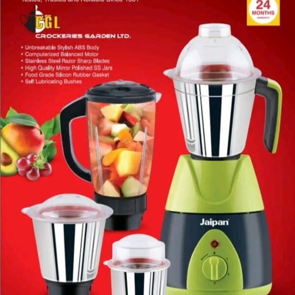 Jaipan Fruttica 1000 Watts Mixer Grinder with 4 Jars (Green & Black)