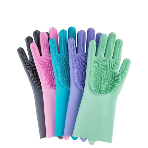 Silicone Dish Washing Cleaning Gloves with Scrubber