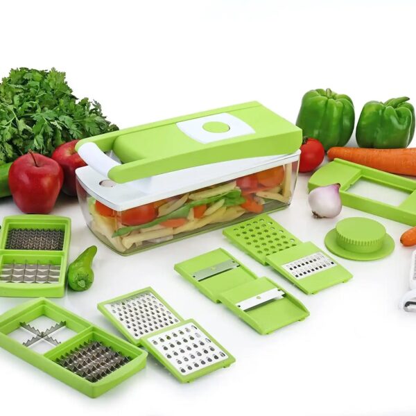 14-in-1 Smart Vegetable & Fruit Chopper – Multi-Purpose Cutter & Storage Box (Large Capacity)