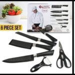 Zepter Premium 6 Pcs Kitchen Knife Set with Peeler & Scissor – Black Edition