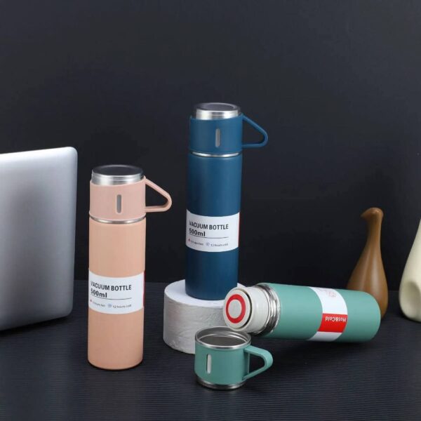 Premium Vacuum Flask Gift Set (500ml Flask + 2 Cups)