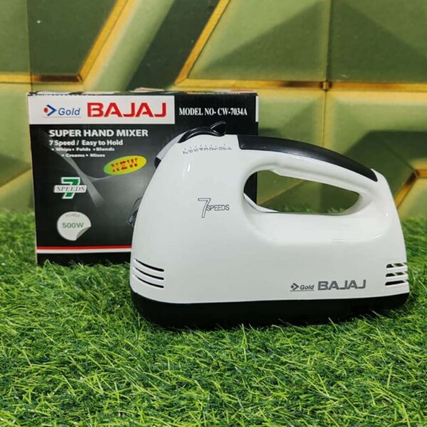 Gold BAJAJ সুপার হ্যান্ড মিক্সার – 500W | 7-Speed Power Mixing