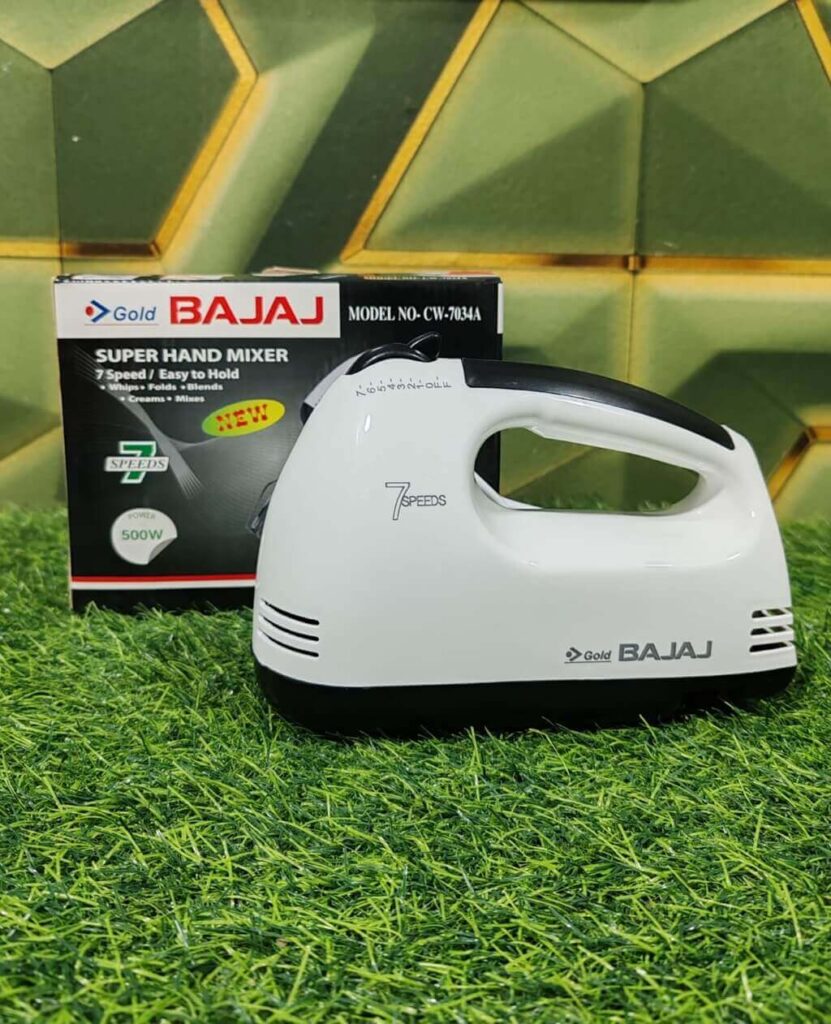 Gold BAJAJ সুপার হ্যান্ড মিক্সার – 500W | 7-Speed Power Mixing